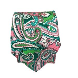 Lilly Pulitzer Palm Beach Neck Tie Pink Green Paisley 100% Silk